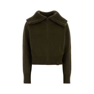 Victoria Beckham Women Olive Green Wool Blend Cardigan